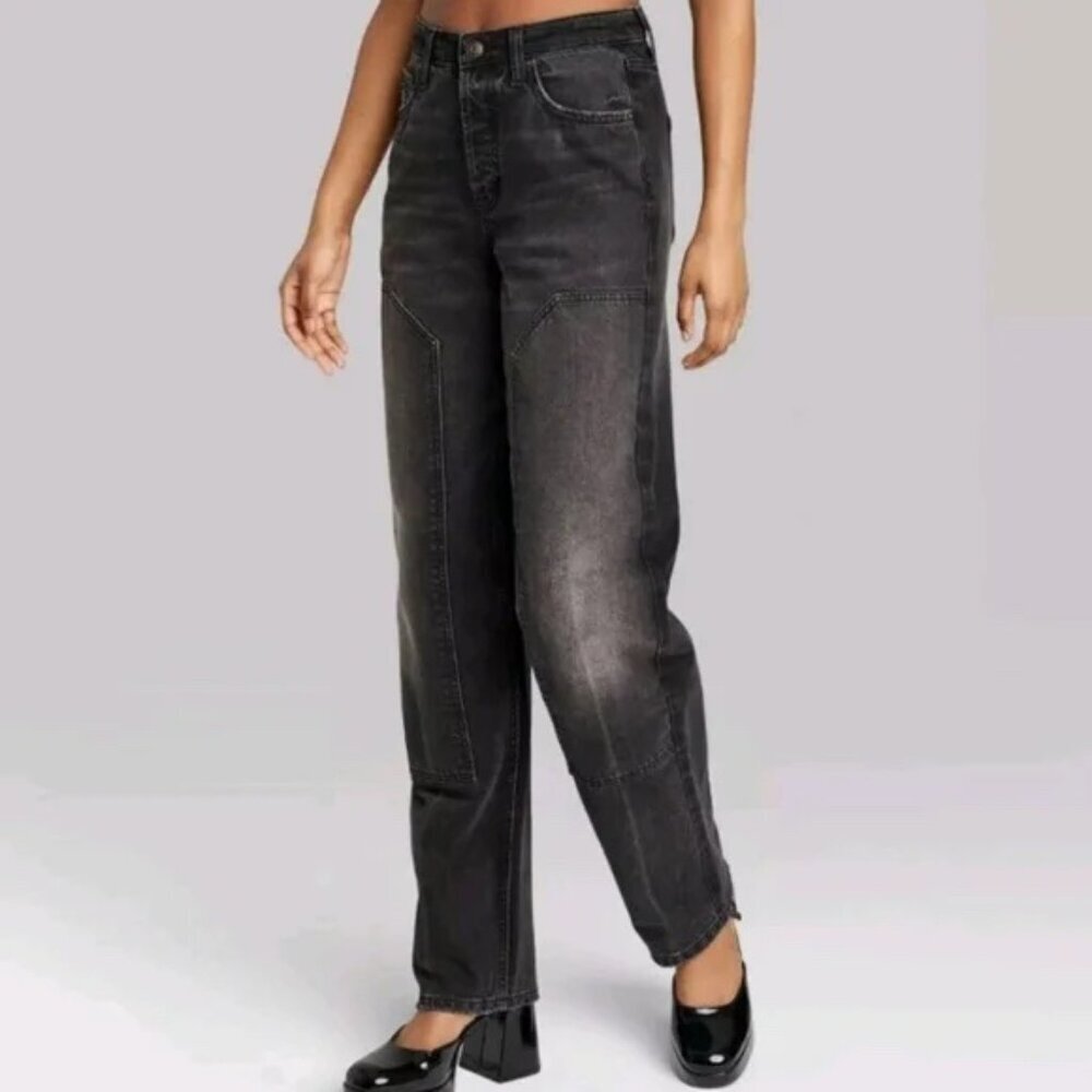 Wild Fable High-Rise Straight EasyRigid Black Wash Jeans Size 4